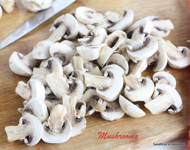 How do you clean and cut mushrooms?