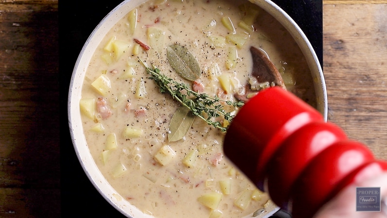 How do you reheat frozen clam chowder?